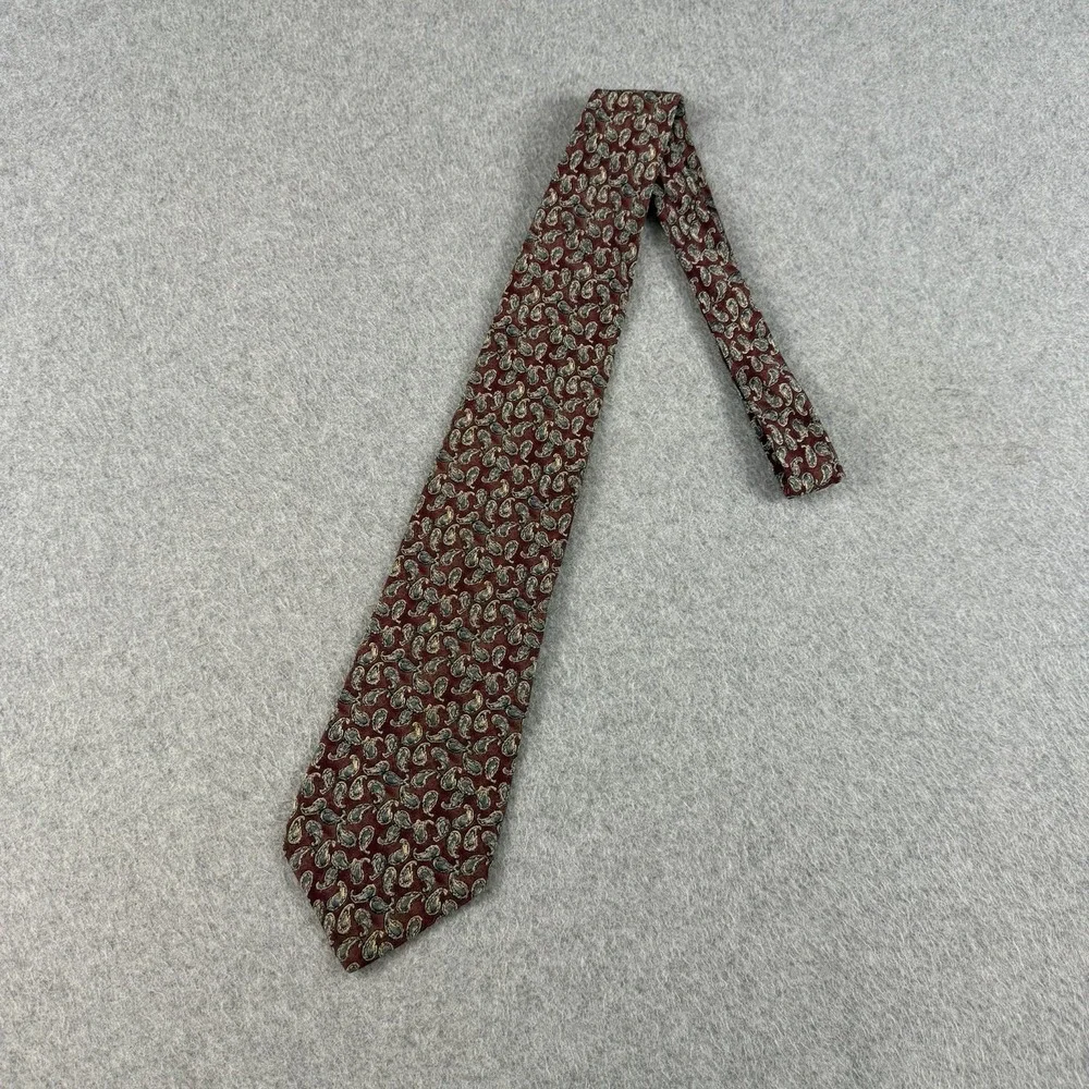 Vintage GAP Burgundy Paisley Necktie Made USA Wide Mens Tie 57x3.9